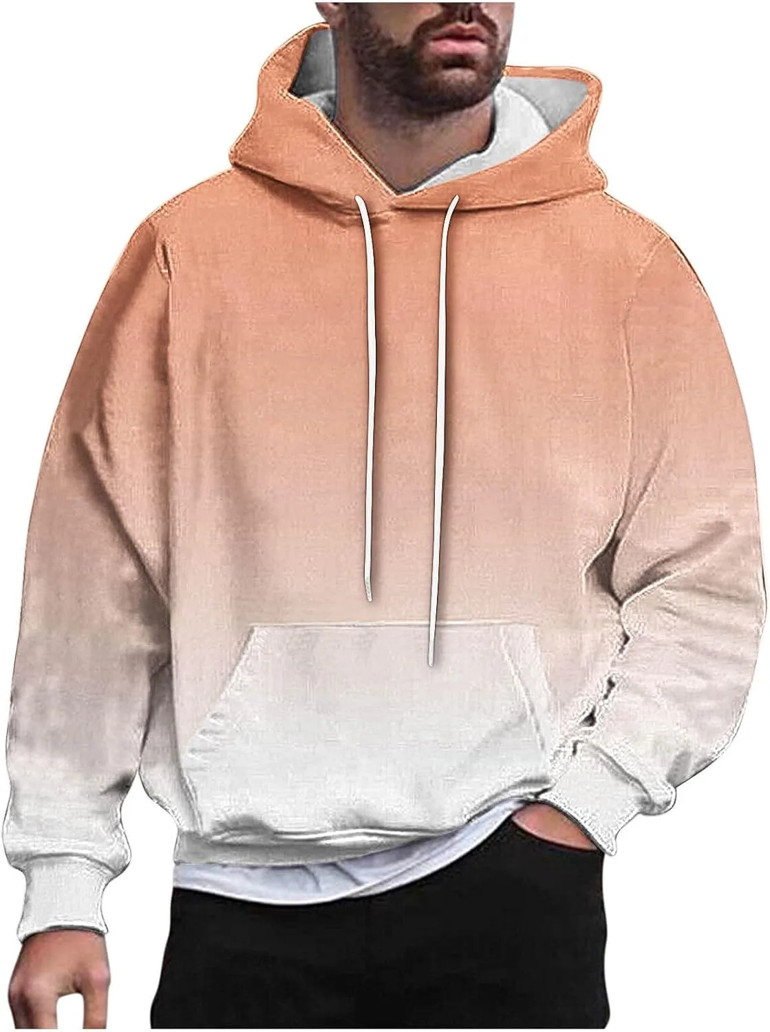 

Толстовка с капюшоном для мужчин Y2k Ombre Color, длинный рукав, с карманом