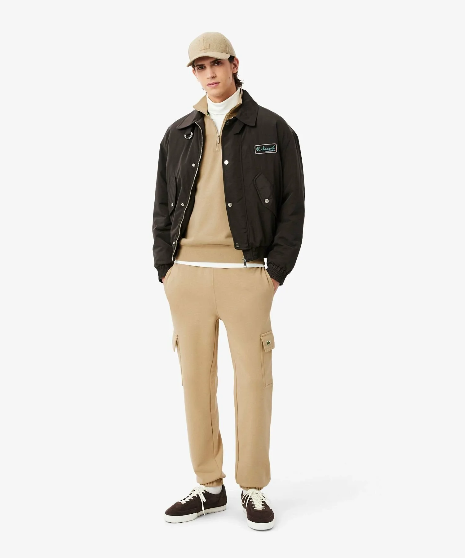 Толстовка с высоким воротником и застежкой-молнией до середины груди LACOSTE, Beige — фото 3