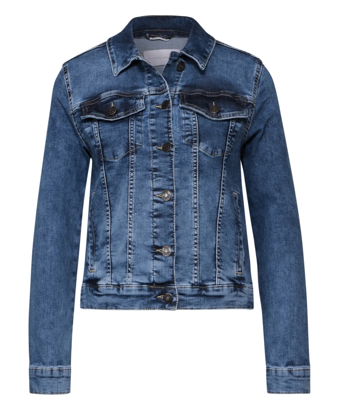 

Классическая джинсовая куртка с воротником-стойкой. Street One, синий