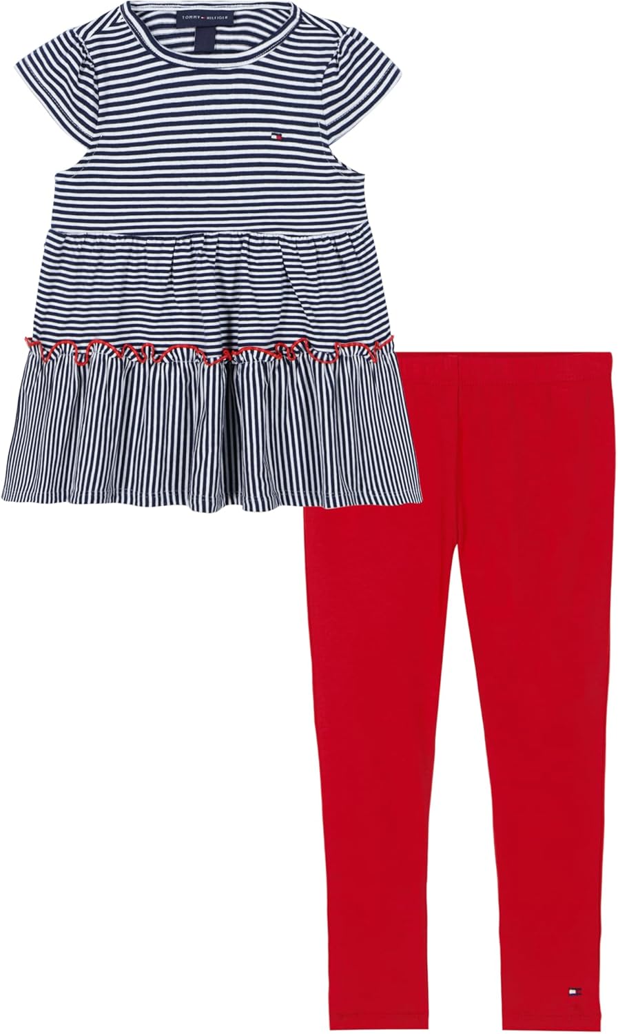 

Комплект из 2 предметов: туника и леггинсы для девочек от Tommy Hilfiger, Navy Blazer Sripe/Tommy Red