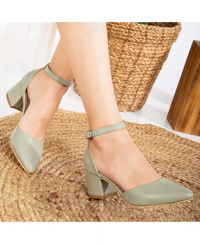 Marcelle туфли на низком каблуке Forever & Always Shoes, зеленый — фото 4
