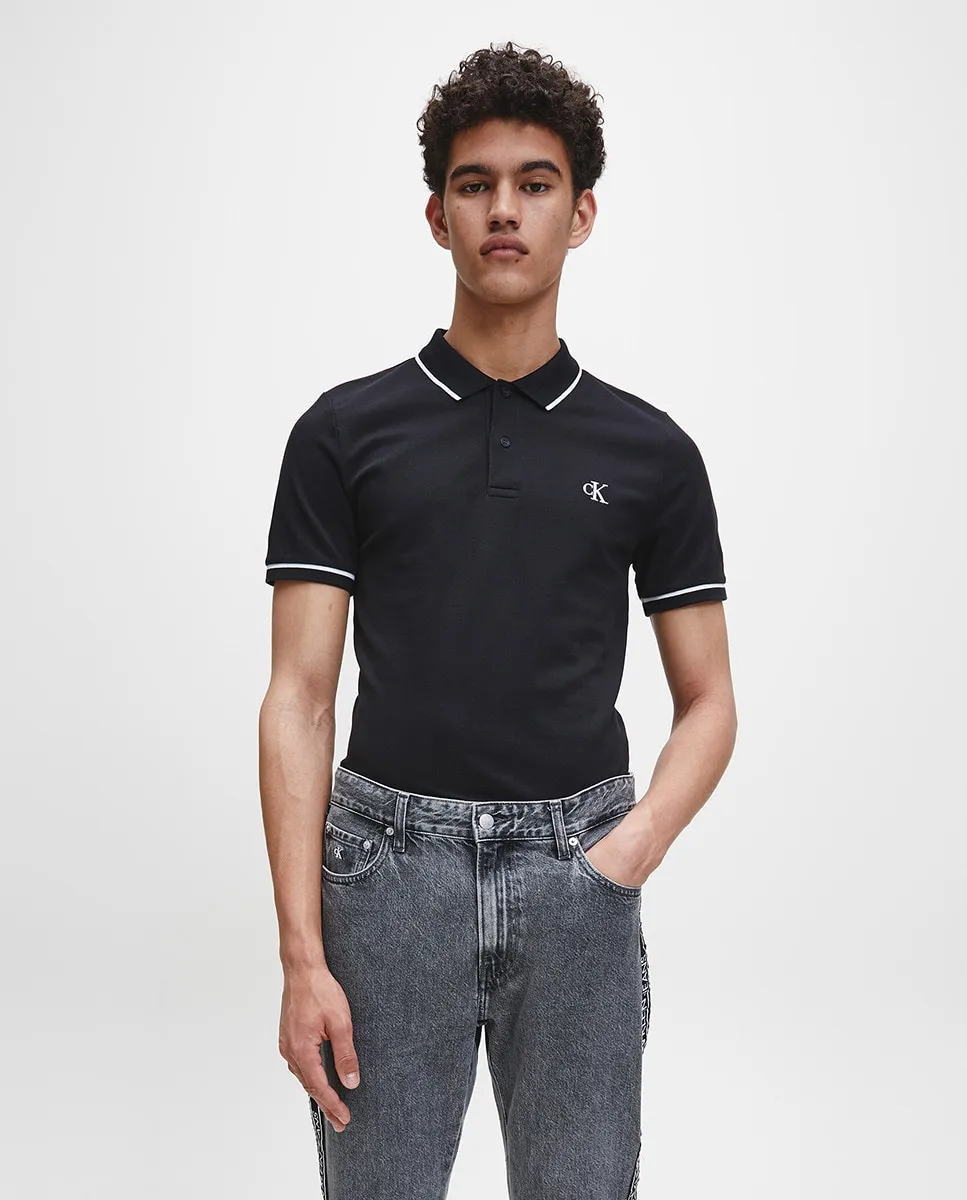

Мужское тонкое черное пике-поло Calvin Klein Jeans, черный