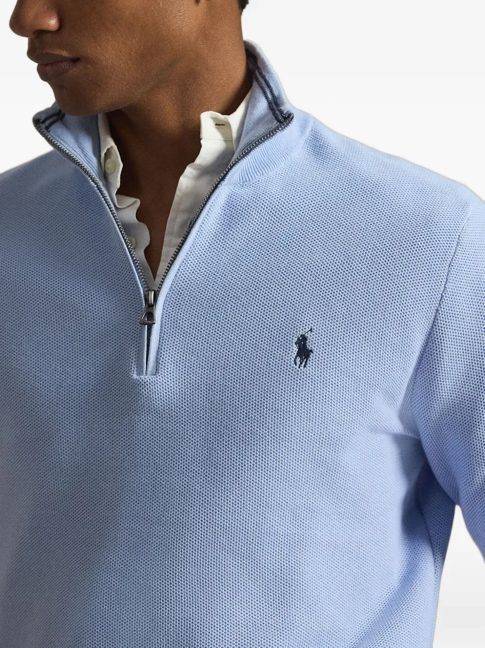 Свитер с застежкой-молнией до середины груди Polo Ralph Lauren, синий — фото 4