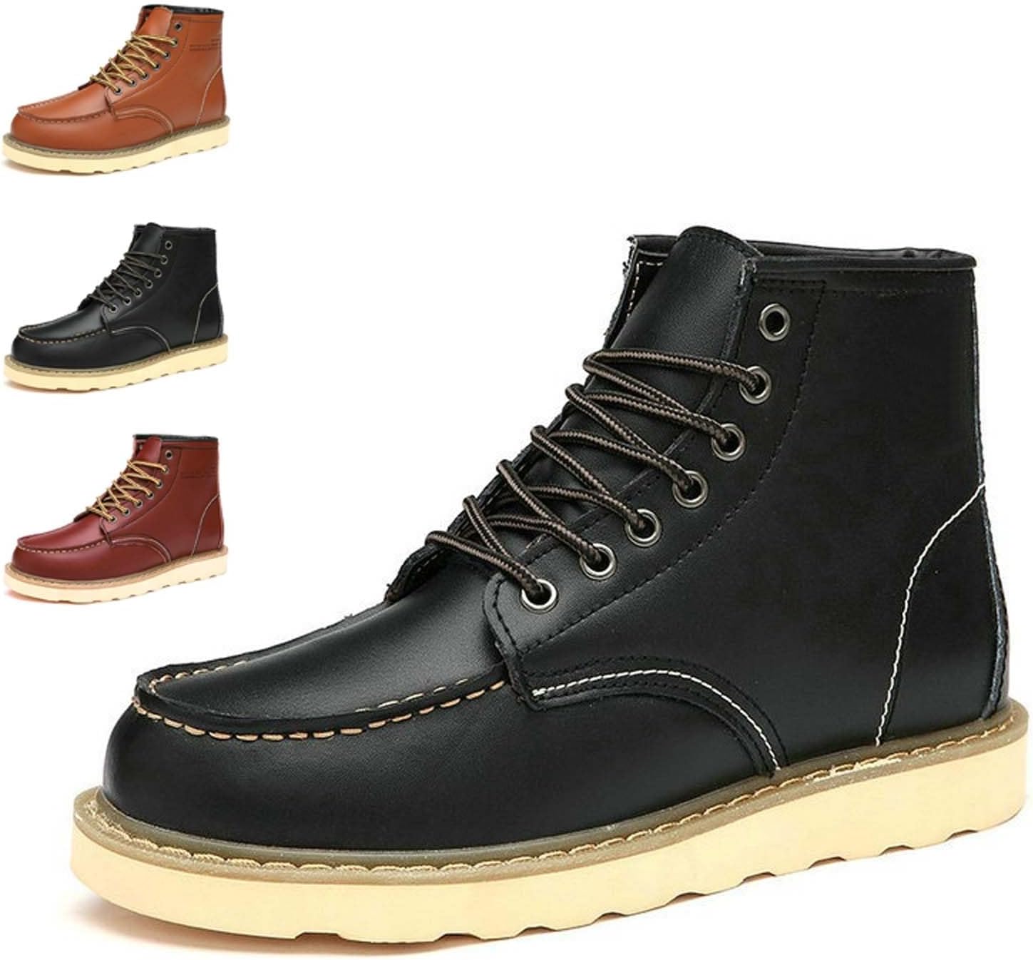 

Мужские ботинки до щиколотки для улицы, легкие, с шнуровкой, деловой повседневный стиль, осень-зима, ежедневные ботинки, противоскользящие, теплые и уютные Generic, черный