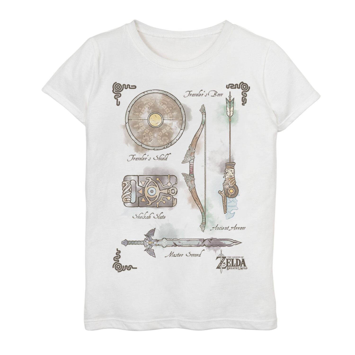 

Футболка с цветным рисунком Bow Master Sword для девочек 7–16 лет Nintendo Zelda Breath Of The Wild Licensed Character
