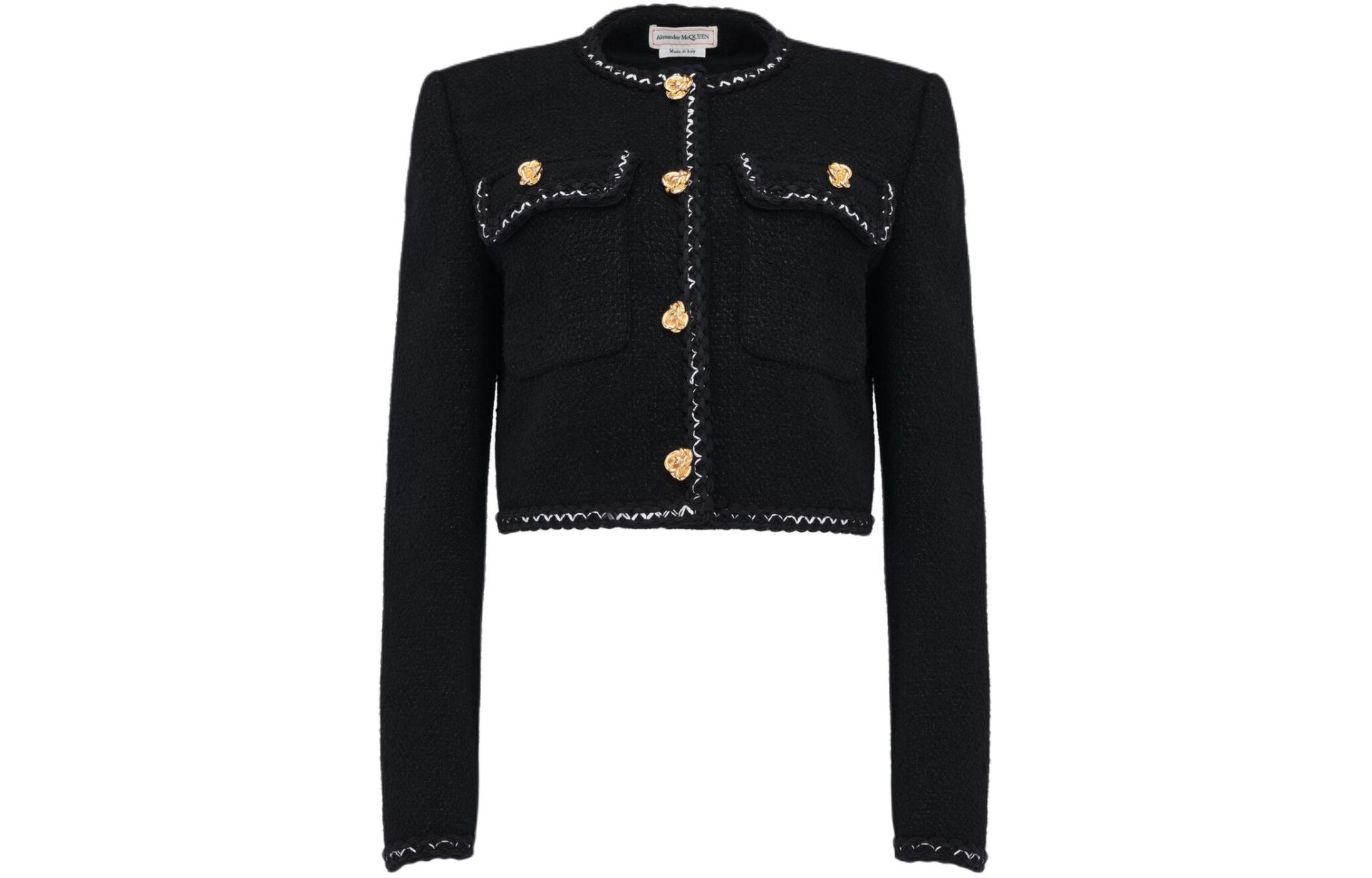 

Alexander McQueen Короткий твидовый жакет, Black