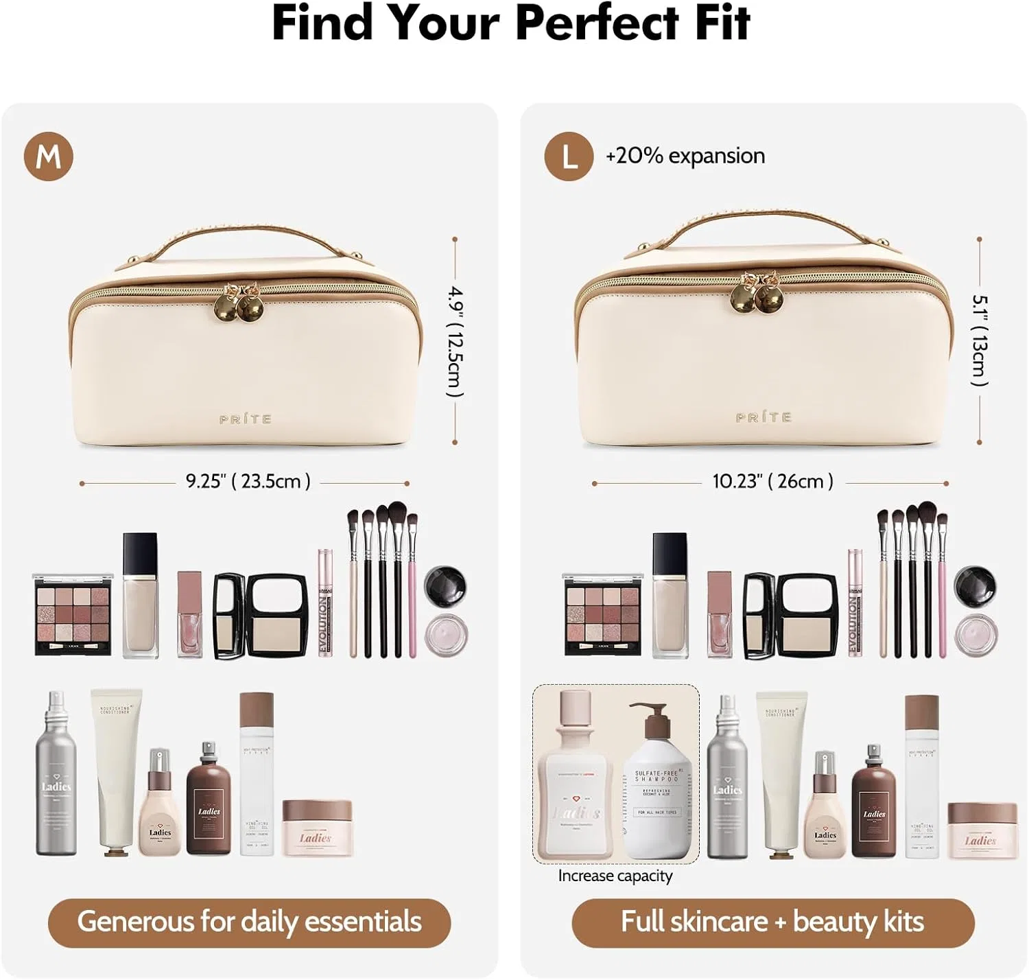 Портативная косметичка «Large Capacity Cosmetic Bag» от Prite Prite, Beige — фото 2