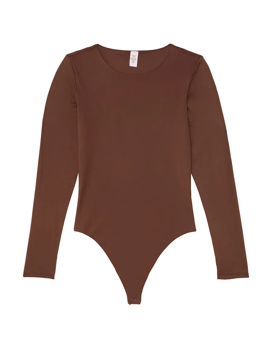

BODYWEAR от Victoria с инновационным боди с длинными рукавами FeatherSoft Victoria'S Secret, цвет Ganache