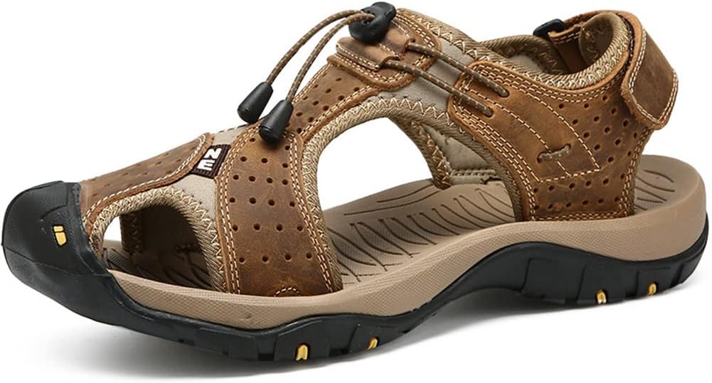 

Мужские повседневные сандалии Rojeam для ходьбы, пляжные туфли с закрытым носком, спортивные сандалии для активного отдыха, летние сандалии для походов и треккинга, коричневый