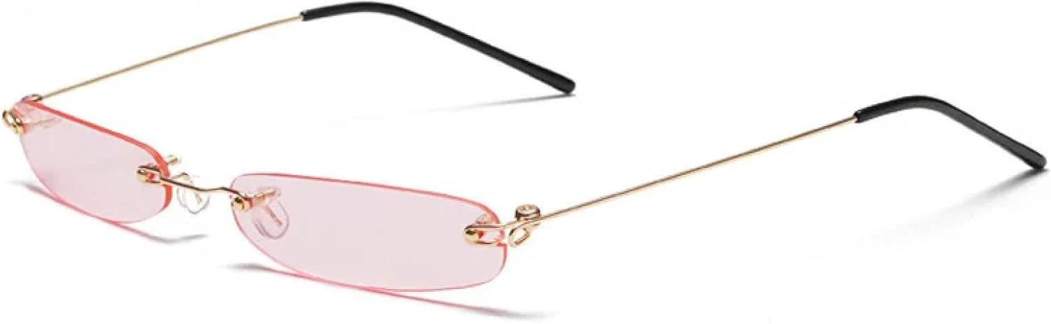 

Солнцезащитные очки без оправы прямоугольной формы для мужчин и женщин, для уличной фотографии, пляжных прогулок и вождения, защита от УФ-излучения UV400 UATXTAU, Gold-pink