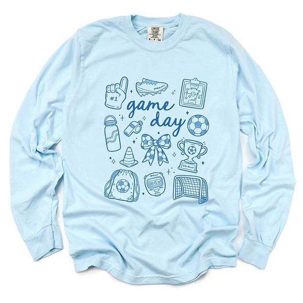 

Футболка с длинным рукавом Game day soccer sketched collage Simply Sage Market, Chambray