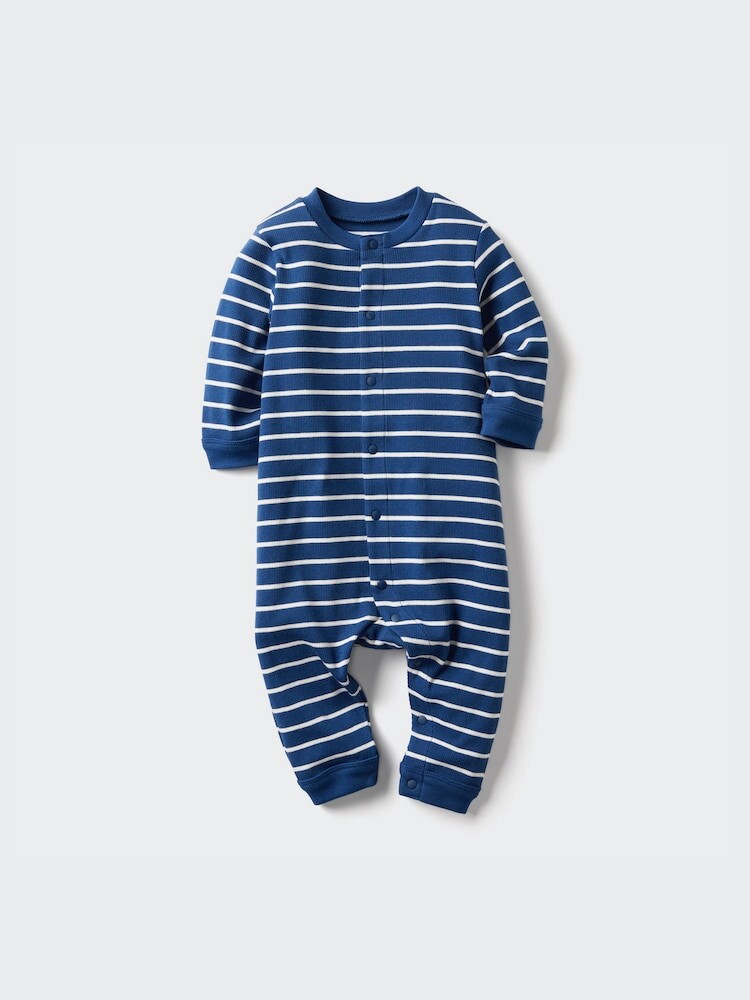 

Комбинезон для новорожденного в рубчик, в полоску Uniqlo, цвет 68 синий