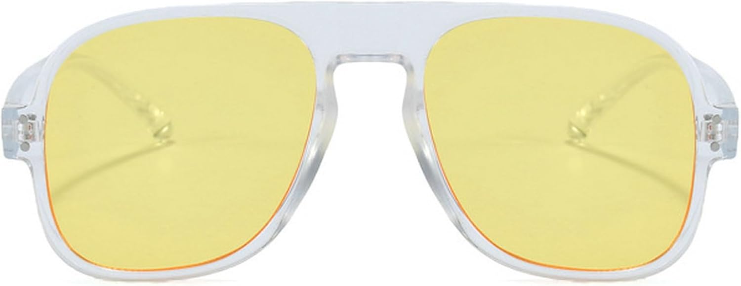 

Модные солнцезащитные очки-пилот для женщин, большие очки в стиле ретро с заклепками и градиентным переходом цвета, трендовые круглые солнцезащитные очки для мужчин mincl, Clear Yellow