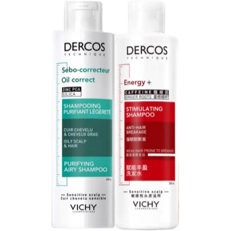Vichy Шампунь для объема и очищения с мятой 50 мл + 200 мл + 200 мл, Two-Piece Set: Oil Control Balancing Shampoos 200ml+Volumizing Shampoos 200ml
