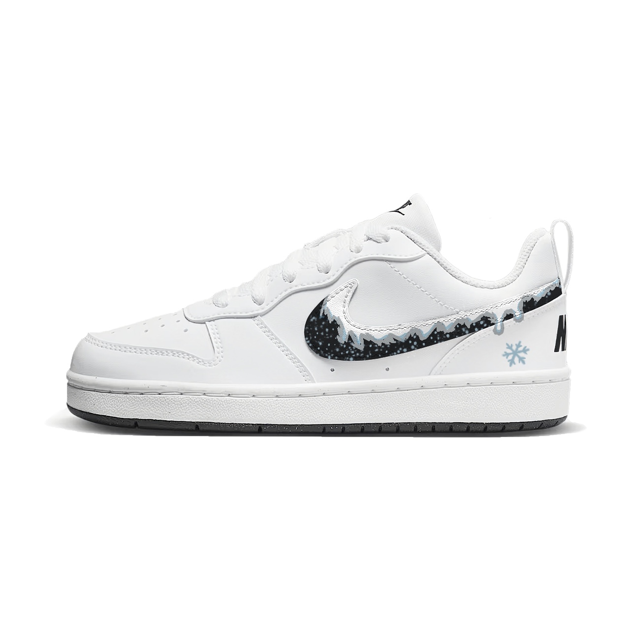 

Nike Детские низкие скейтбордистские кроссовки Court Borough Ice Crystal из синтетической кожи, износостойкие, белые, черные, синие