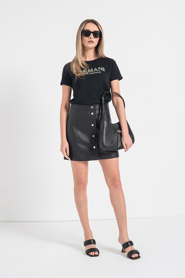 

Хлопковая футболка с логотипом Armani Exchange, черный