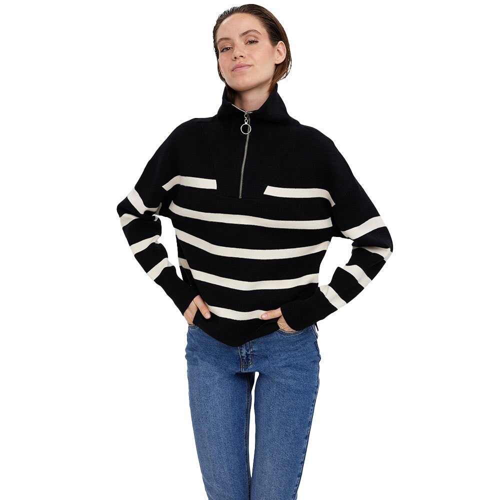 

Свитер Vero Moda Saba Stripe Half Zip, черный