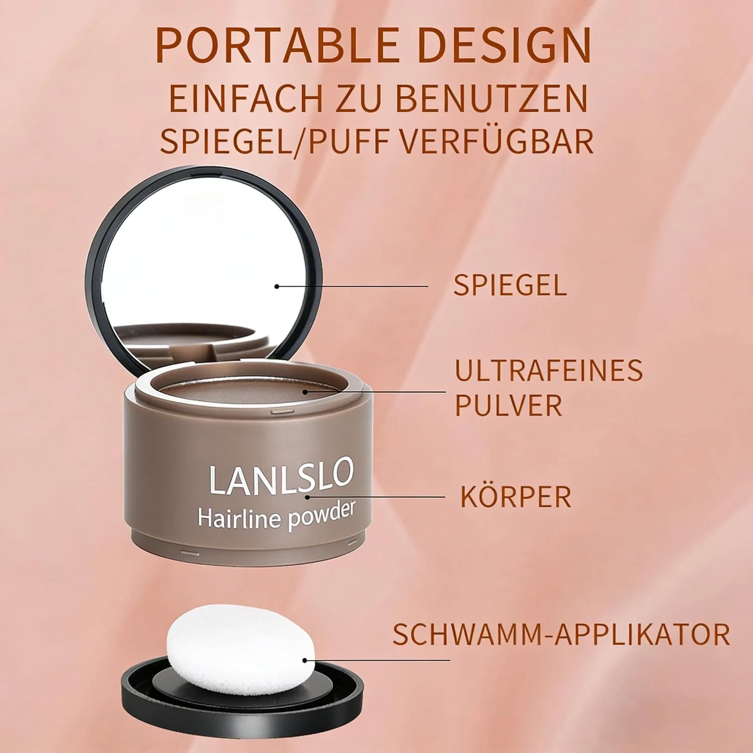 Пудра Avellio Instant Root & Grey Hair Cover для маскировки корней Bergxperten, Black*2 — фото 2