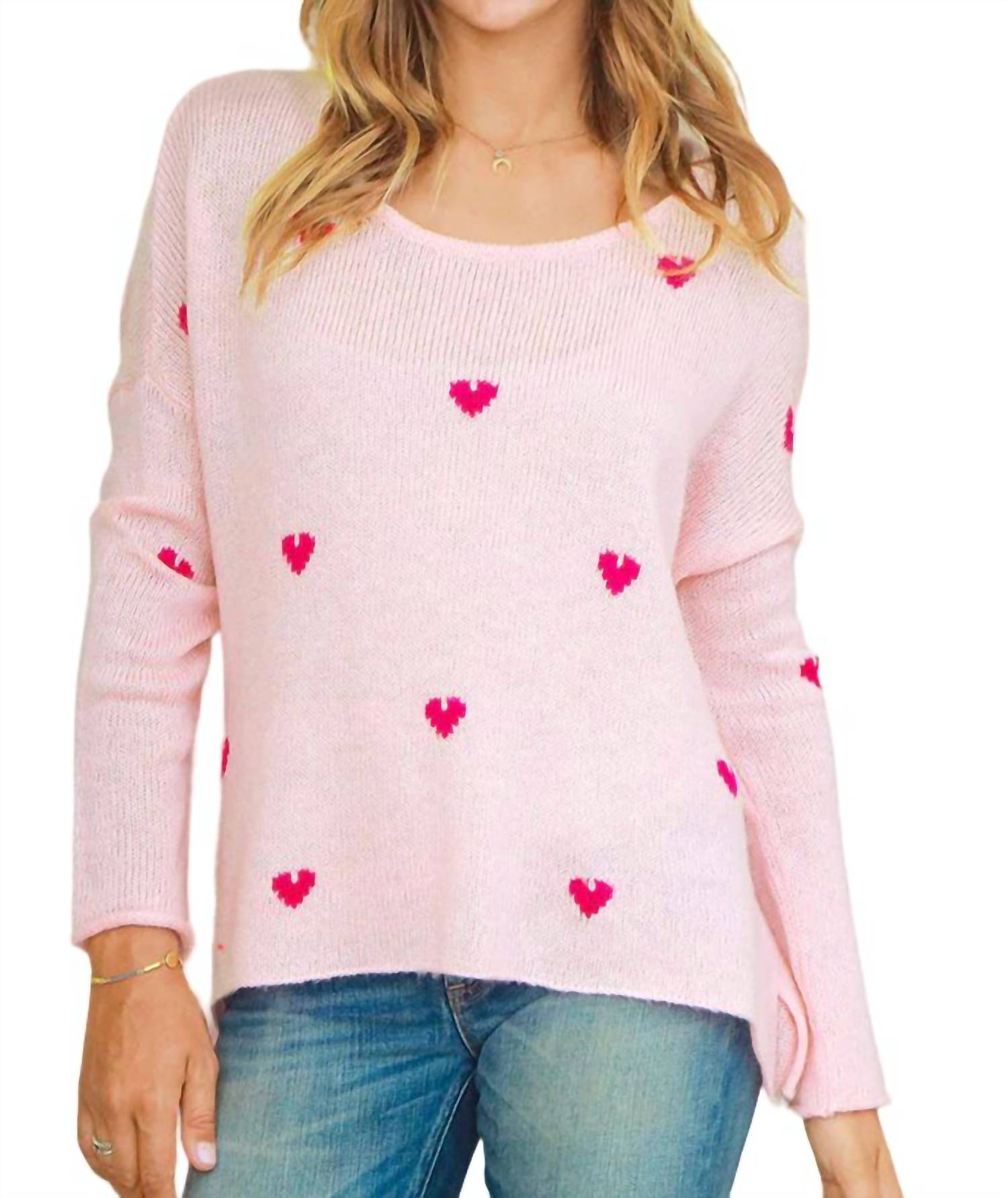 

Свитер Mini Hearts Crew в цвете Arctic Pink Wooden Ships