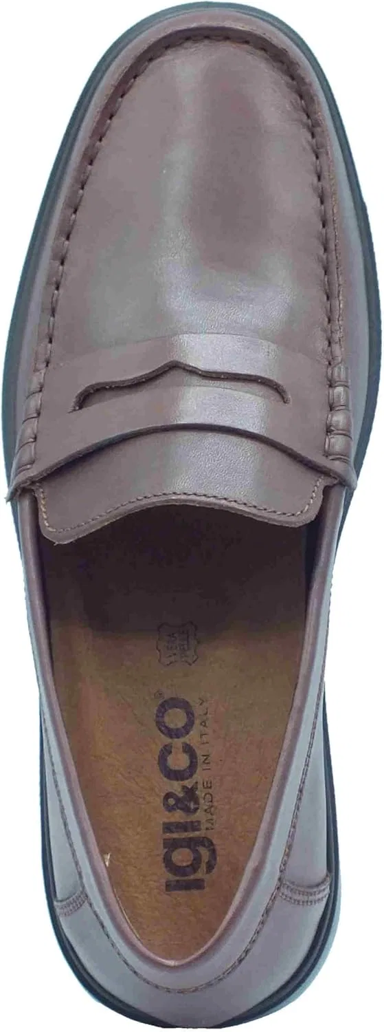 IGI&CO 7612011 Мужские классические кожаные мокасины Alfa из телячьей кожи коричневого цвета — фото 3