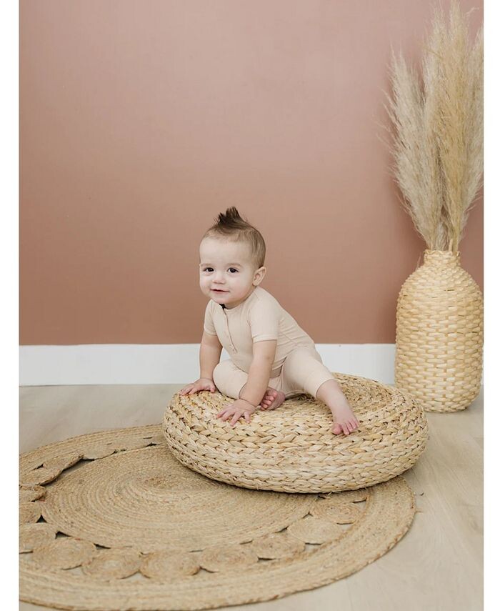 Комбинезон Henley из вискозы из бамбука в рубчик для маленьких мальчиков Earth Baby Outfitters, коричневый/бежевый — фото 3