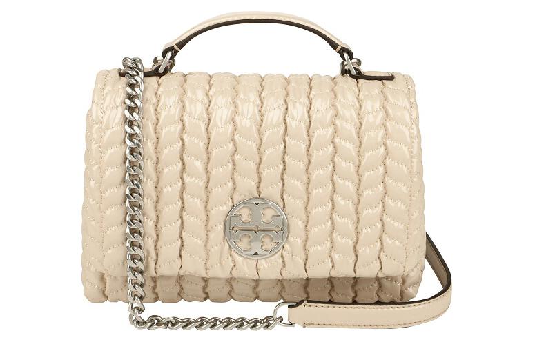 

Кожаная мини-сумка через плечо молочно-белая TORY BURCH