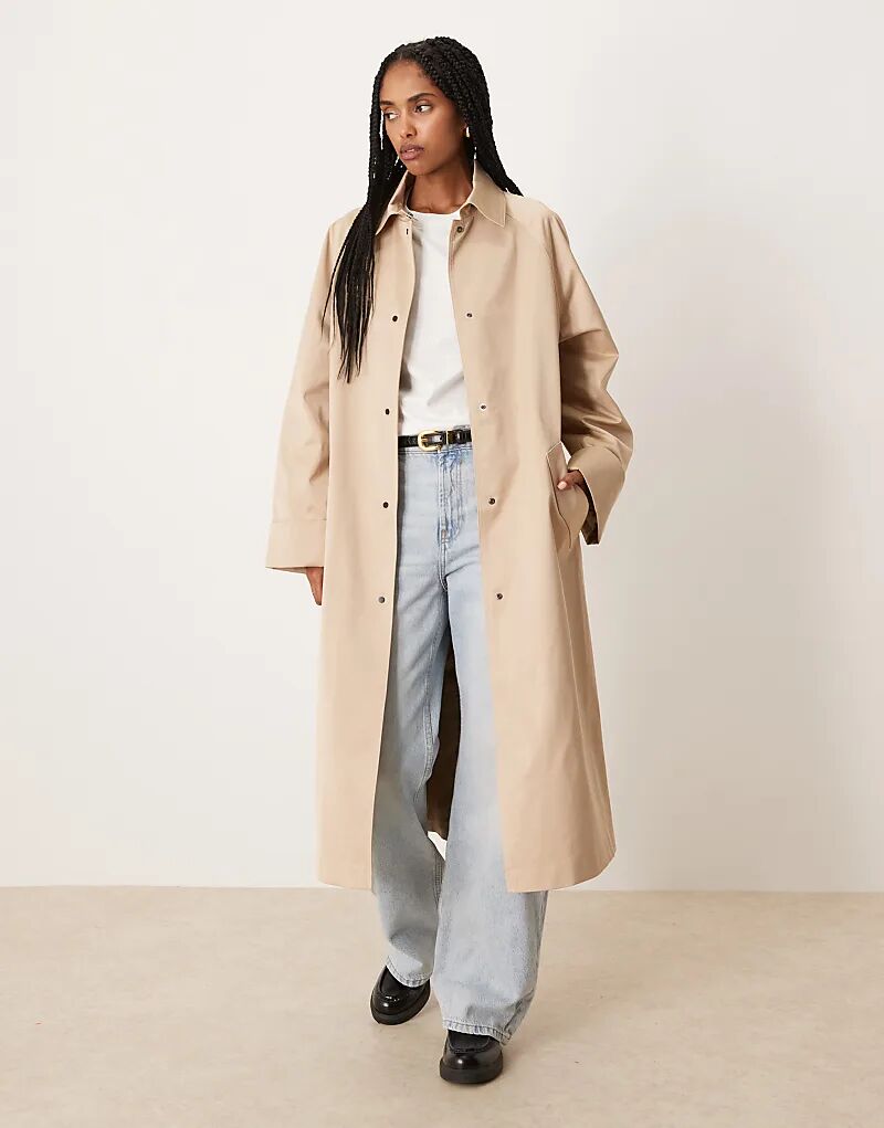 

Длинный тренчкот ASOS DESIGN цвета «камень»