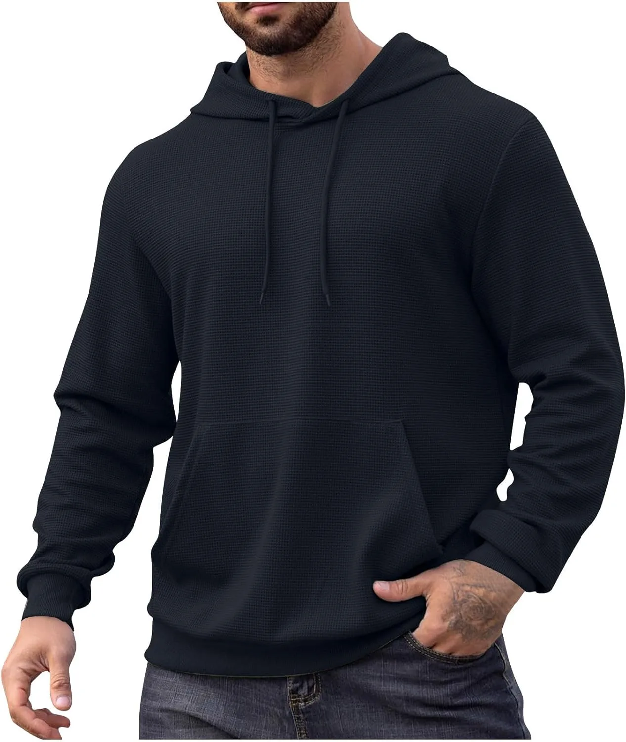 

Мужской худи осенний пуловер Vintage Loose Ribbed