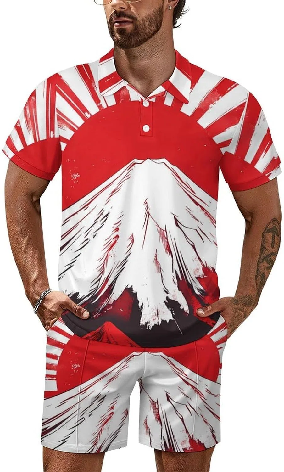 Спортивный костюм с принтом Fuji Mountain, Generic, 2 предмета, Style