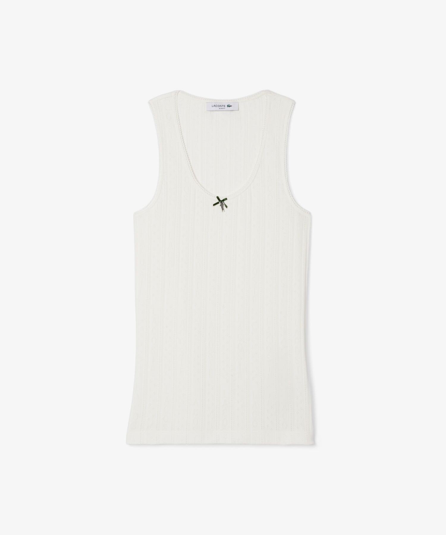 Топ-майка LACOSTE из ажурной вязки, White — фото 3