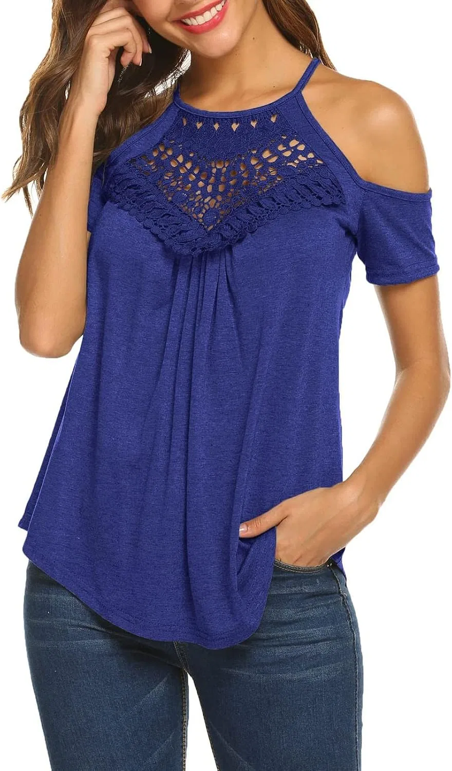 Блуза с вышивкой, летняя, Beach Summer Tops, синий