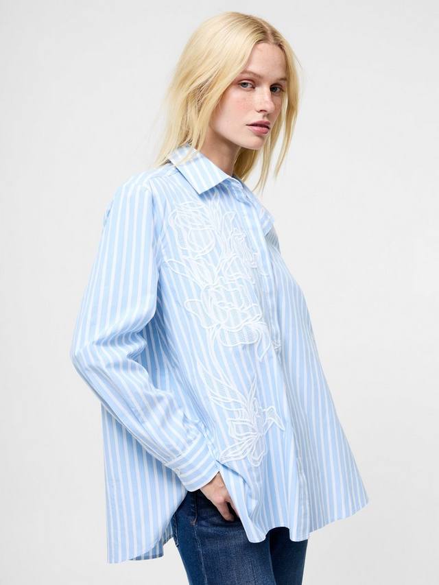 

Cambria футболка с цветочной вышивкой и полосками из хлопка French Connection