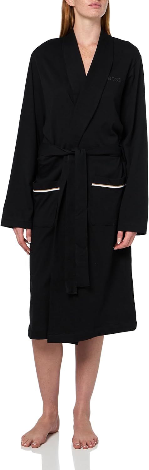 

BOSS женский халат с шалью из хлопка, Black Gloss