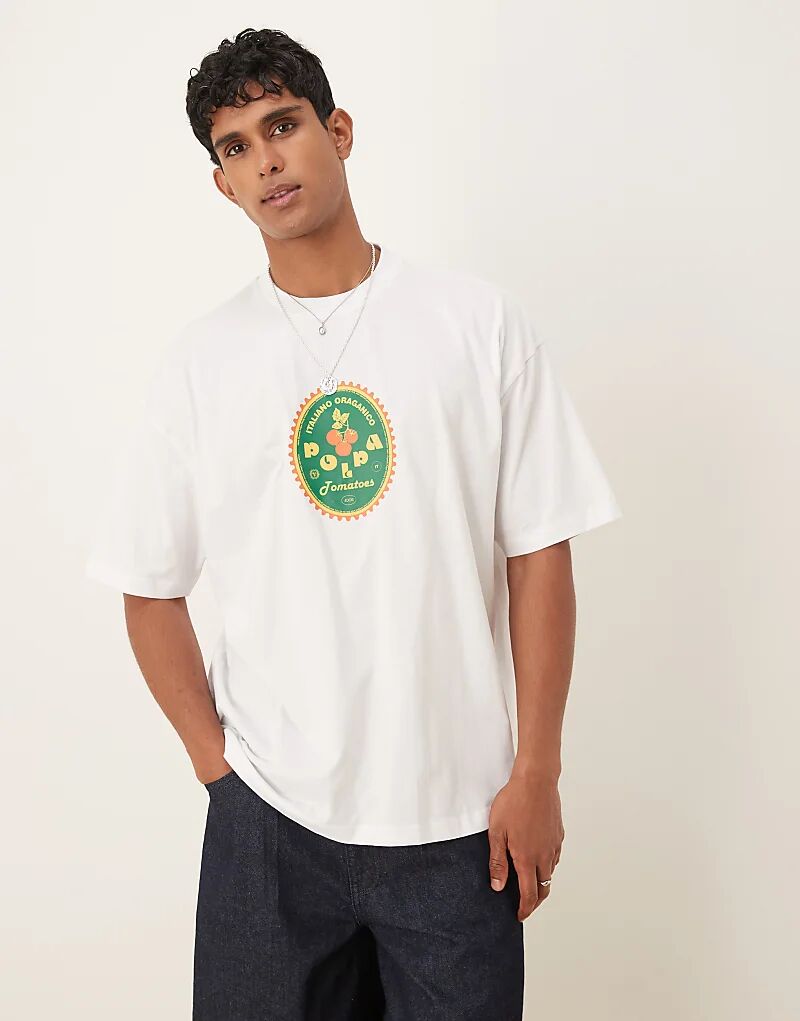 

Футболка свободного кроя ASOS DESIGN с фруктовым принтом белого цвета