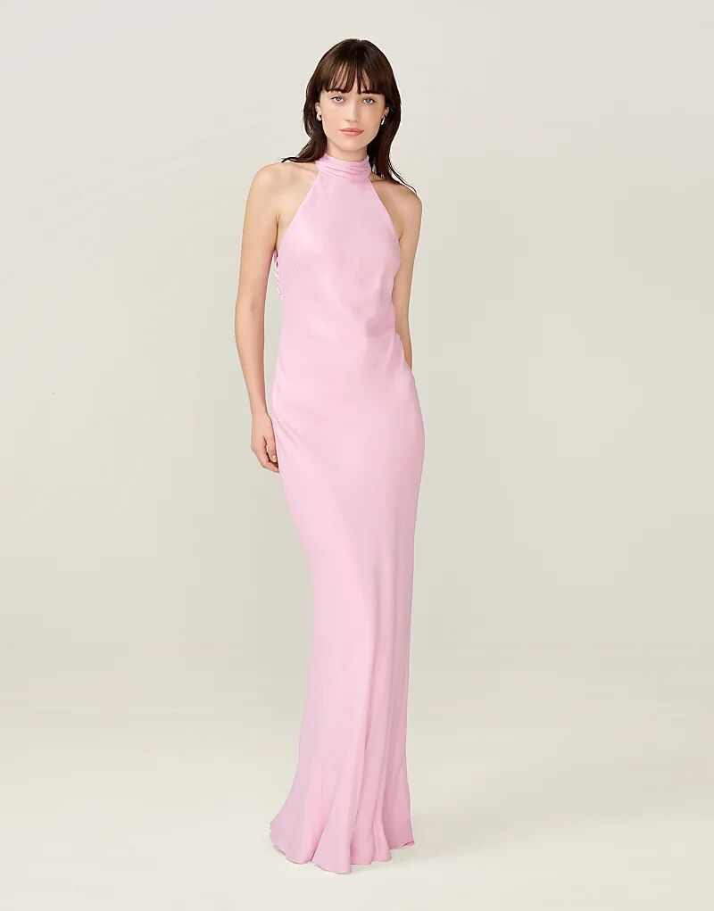 

Платье макси milos Omnes Dresses с вырезом халтер розового цвета и бантом сзади розового цвета