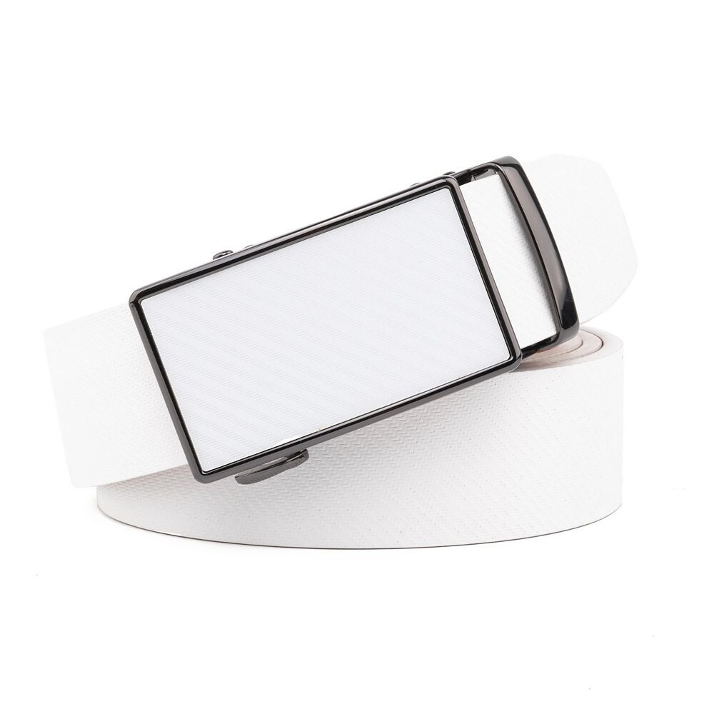 

Мужской регулируемый кожаный ремень с храповым механизмом со скользящей пряжкой Braveman, белый