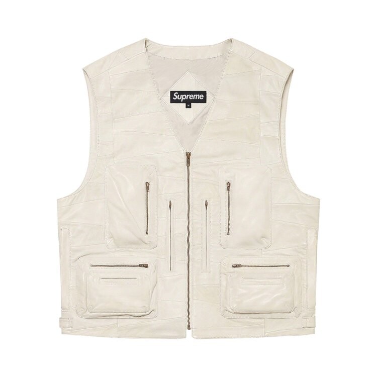 

Жилет Supreme Patchwork Leather Cargo Vest, белый