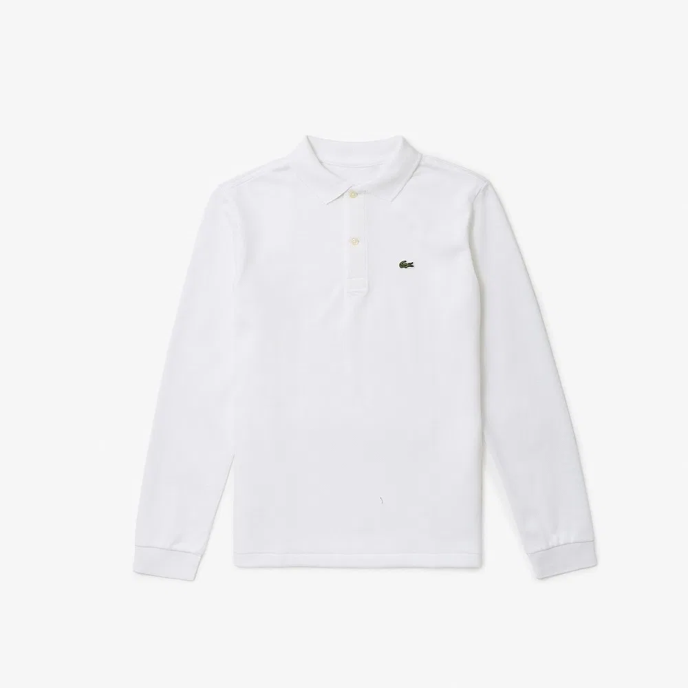 Детская базовая рубашка поло с длинным рукавом, чёрная, от Lacoste