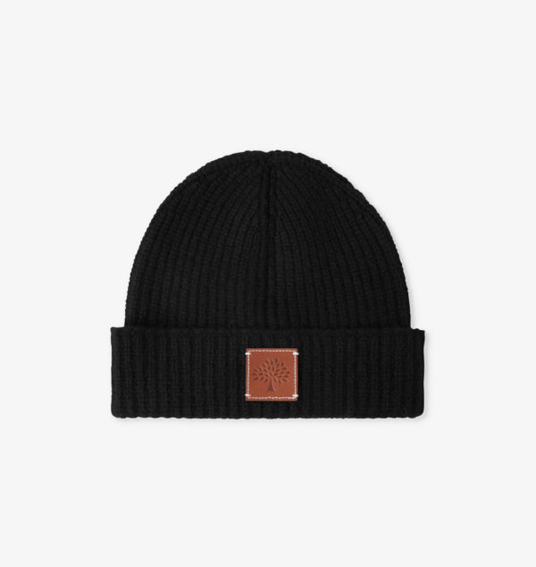 

Шапка-Бини из шерстяной ткани с фирменной нашивкой Mulberry, черный