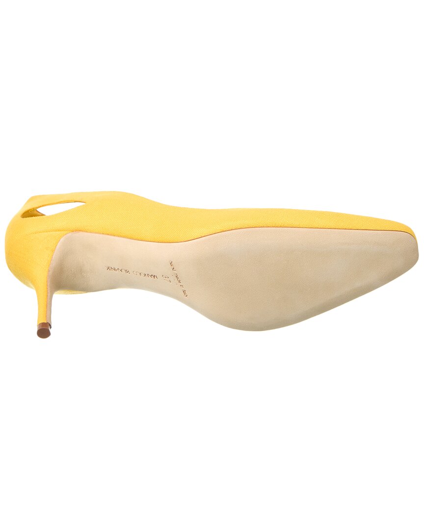 Manolo Blahnik Toplaca 70 Linen Pump, желтый — фото 4