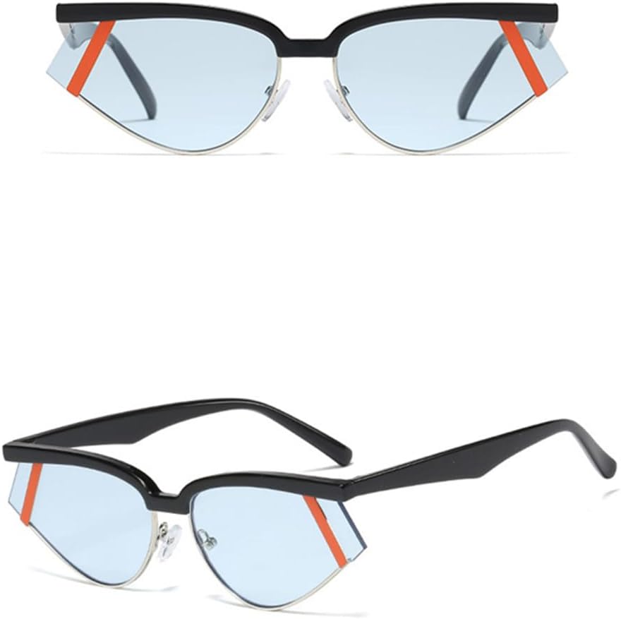 

Солнцезащитные очки «кошачий глаз» для женщин, солнцезащитные очки в полуободковой оправе с полосками, зеркальные солнцезащитные очки для женщин, очки с защитой от УФ-излучения UV400 generic, C1-9764