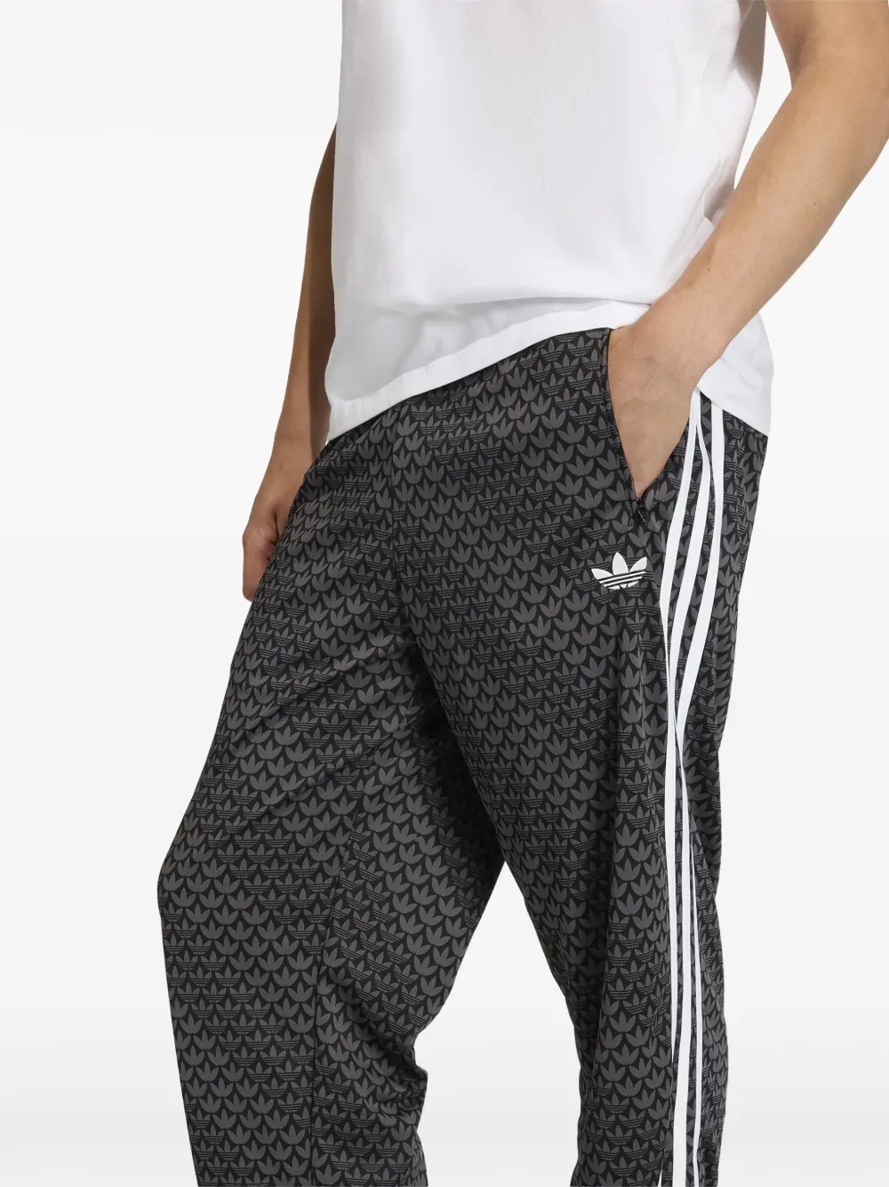 Брюки Firebird с логотипом и полосками Adidas, серый — фото 3