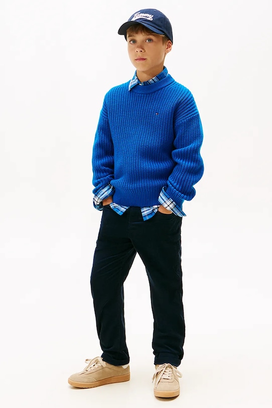 

Детские хлопковые штаны Tommy Hilfiger, темно-синий