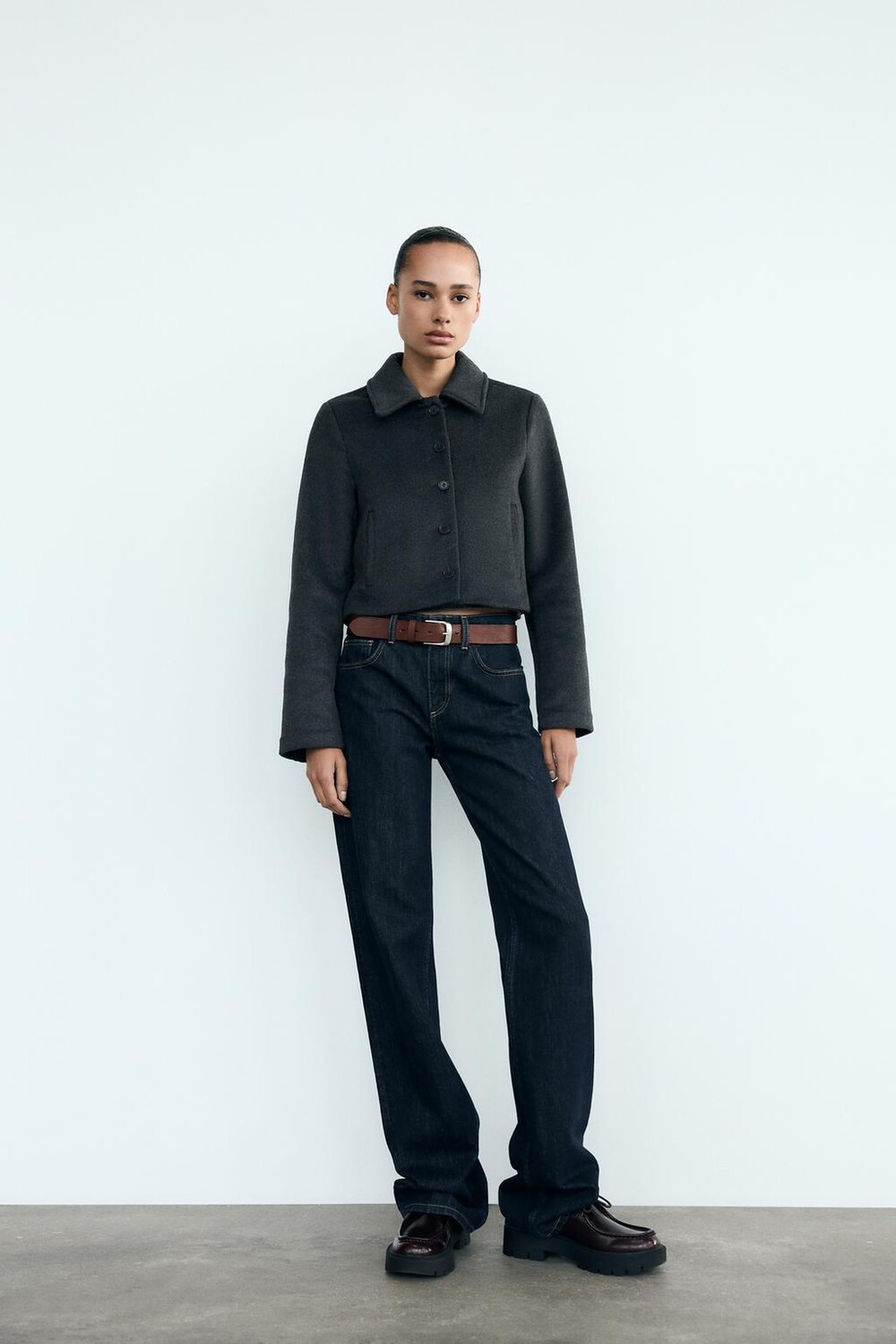 

Кардиган из шерсти ZARA, цвет charcoal