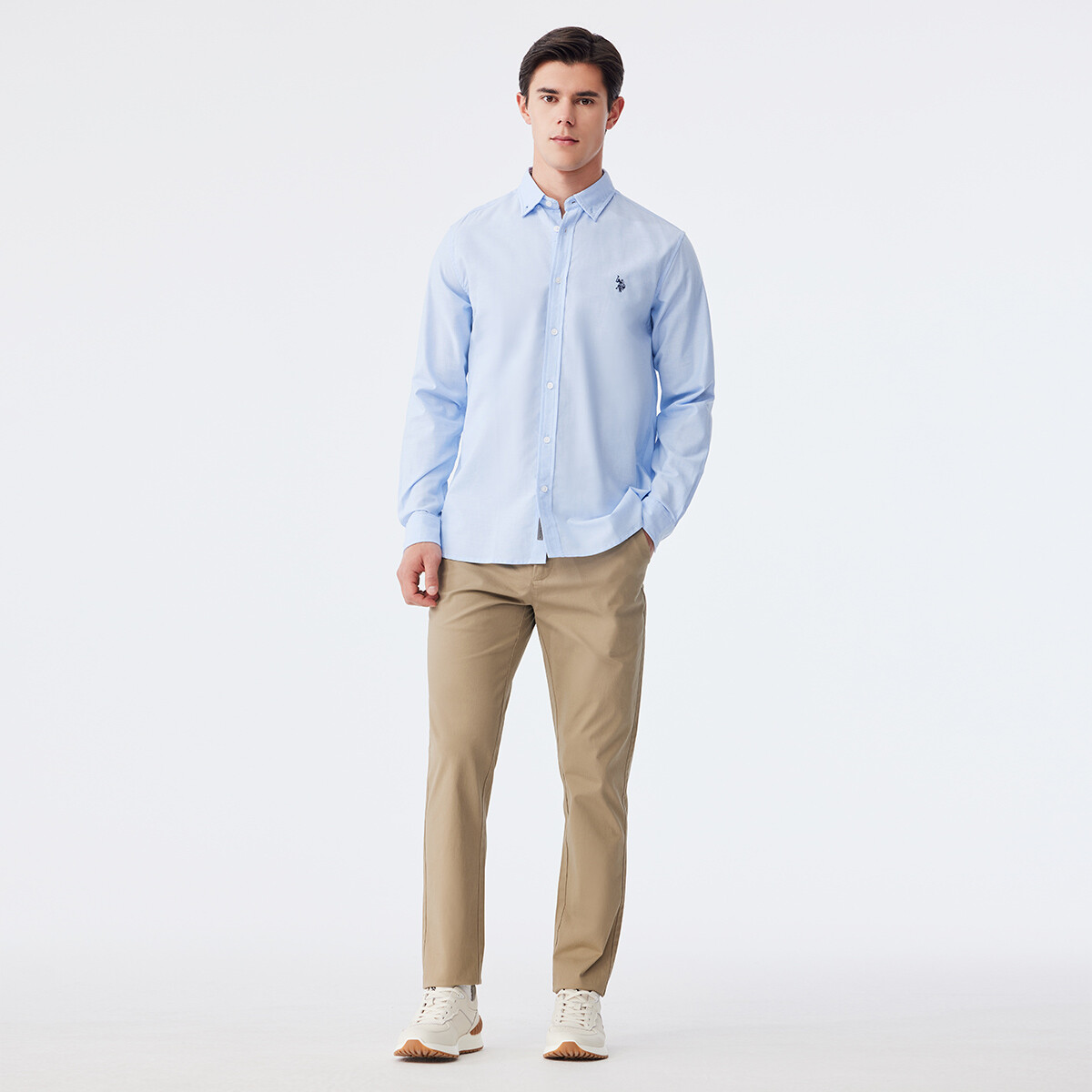 Рубашка мужская U.S. Polo Assn., светло-голубая — фото 4