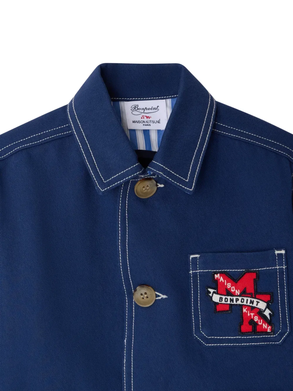 Куртка X maison kitsune linus с контрастной вышивкой Bonpoint, синий — фото 3