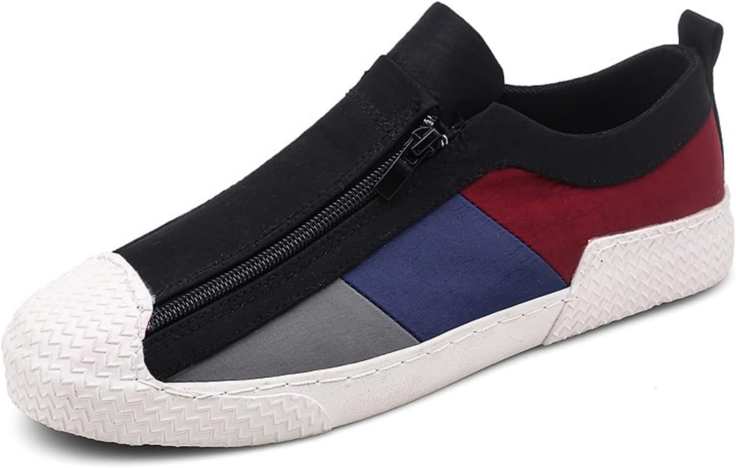 

Мужские слипоны с боковой молнией, цветной дизайном в технике колор-блок, дышащий текстильный верх, структурированный носок и противоскользящая подошва для повседневного комфорта Kelibasi, черный