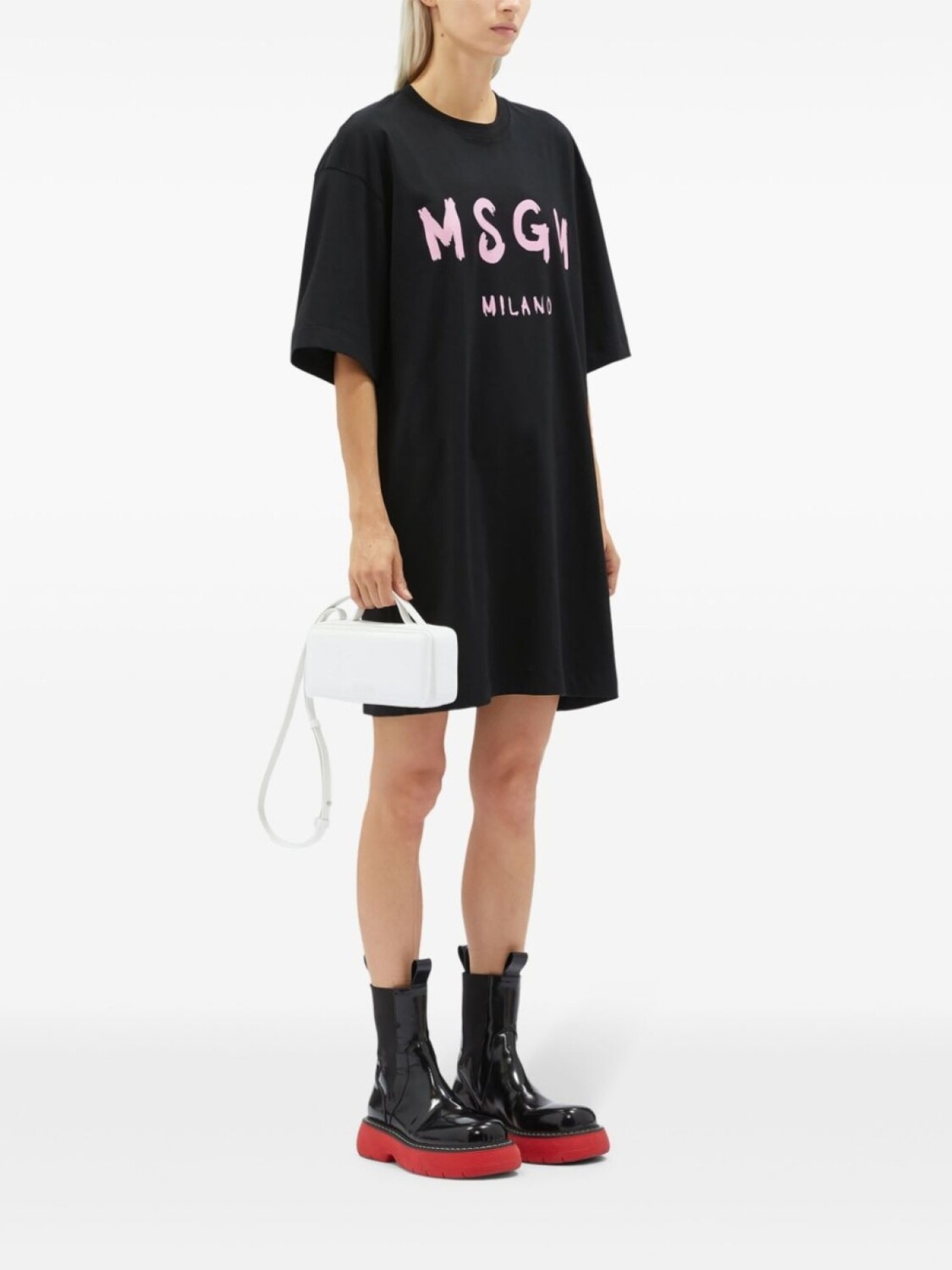 

MSGM платье из хлопка с логотипом Brushstroke, черный