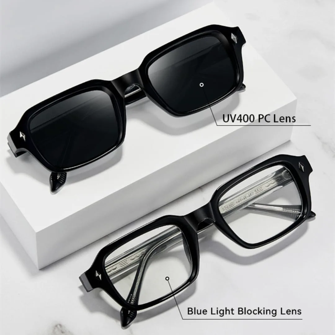 

Классические винтажные солнцезащитные очки с заклепками для женщин и мужчин, роскошные панк-очки для вождения с защитой от УФ-излучения UV400 VFDHN, Black Blue