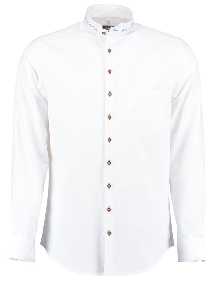 

Традиционная рубашка из стиракса белого и средне-синего цветов OS-Trachten